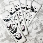 bats & purple moons laminated card gothic bookmark