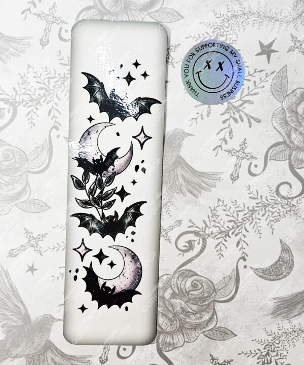 bats & purple moons laminated card gothic bookmark