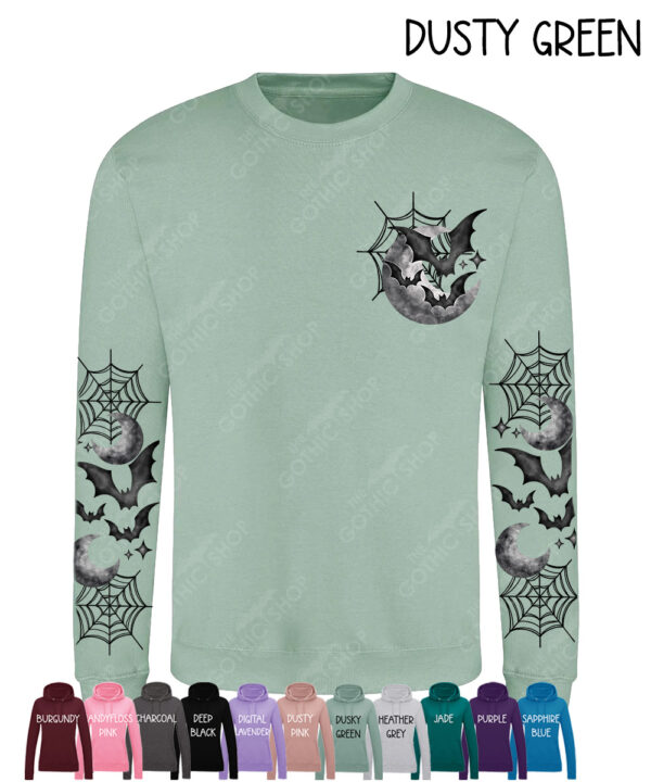 18846 bats moon webs gothic sweatshirt 1