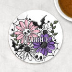 18853 skellie flower personalised gothic coaster 1