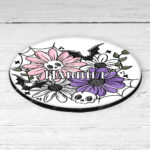 18853 skellie flower personalised gothic coaster 2