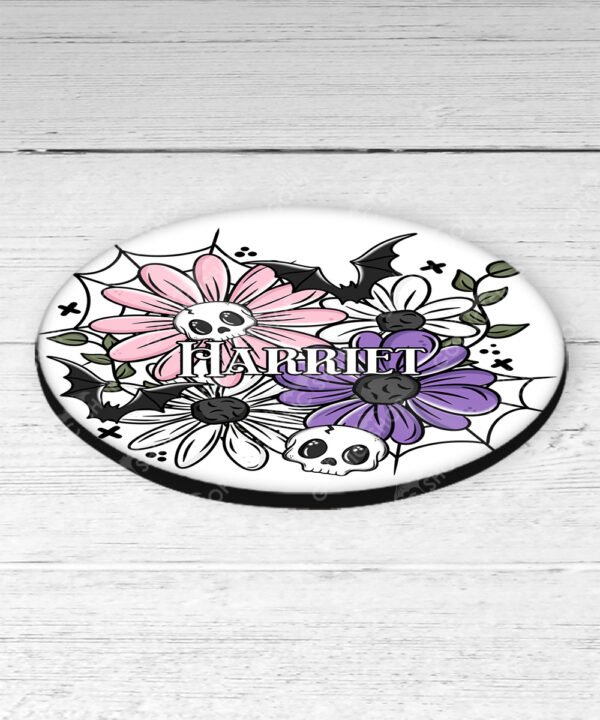 18853 skellie flower personalised gothic coaster 2
