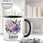 18853 skellie flower personalised gothic mug coaster 1