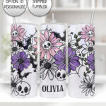18855 skellie flower personalised gothic shimmer tumbler 1