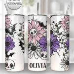 18855 skellie flower personalised gothic shimmer tumbler 2