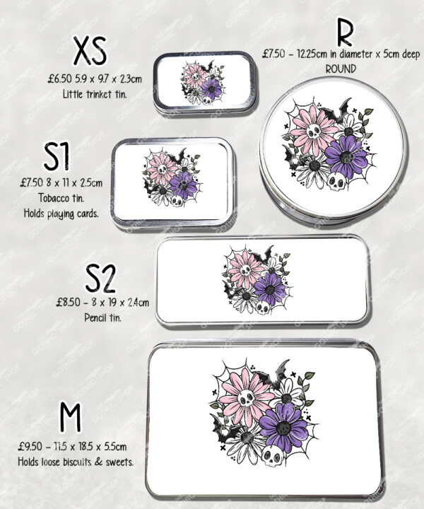 18857 skellie flower personalised gothic tin 2
