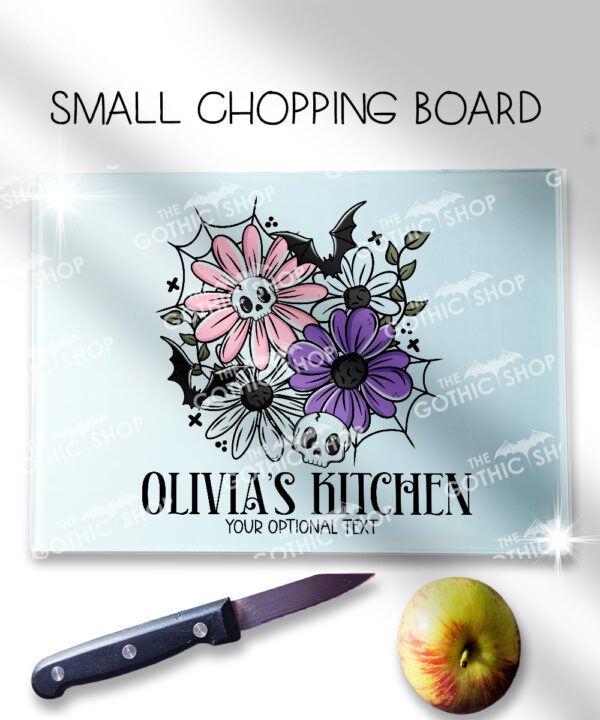 18858 skellie flower personalised gothic chopping board 1