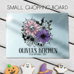 18858 skellie flower personalised gothic chopping board 2