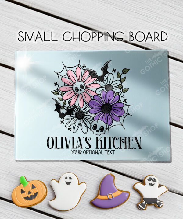 18858 skellie flower personalised gothic chopping board 2
