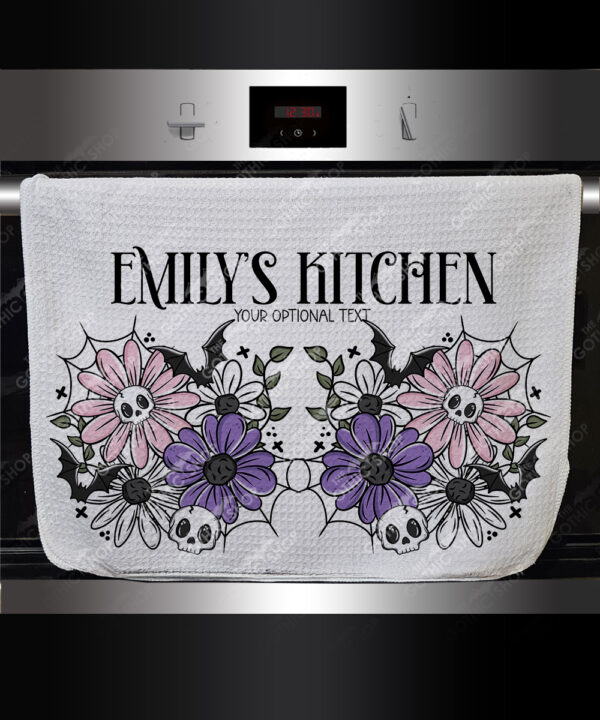 18860 skellie flower personalised gothic towel 1