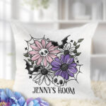 18861 skellie flower personalised gothic cushion 1
