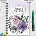 18862 skellie flower personalised gothic notebook 1