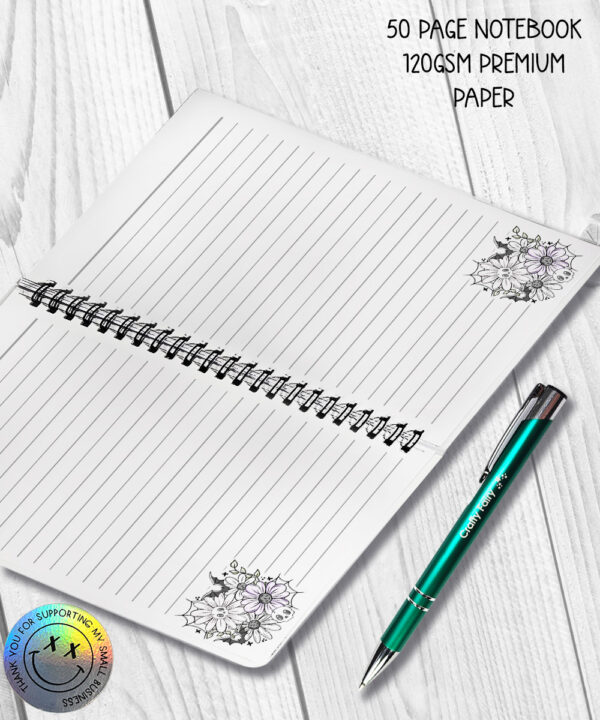 18862 skellie flower personalised gothic notebook 3