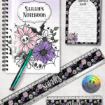 18862 skellie flower personalised gothic notebook stationery 4