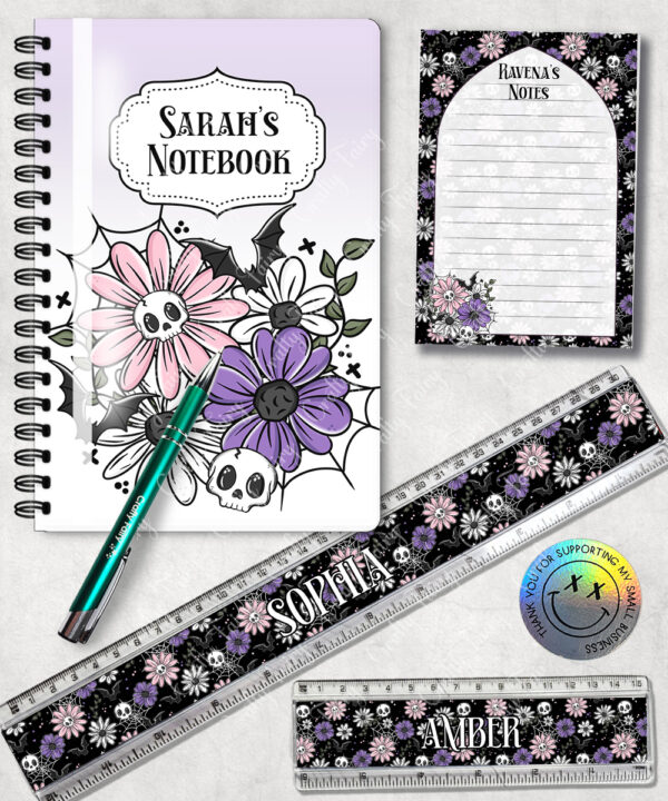 18862 skellie flower personalised gothic notebook stationery 4