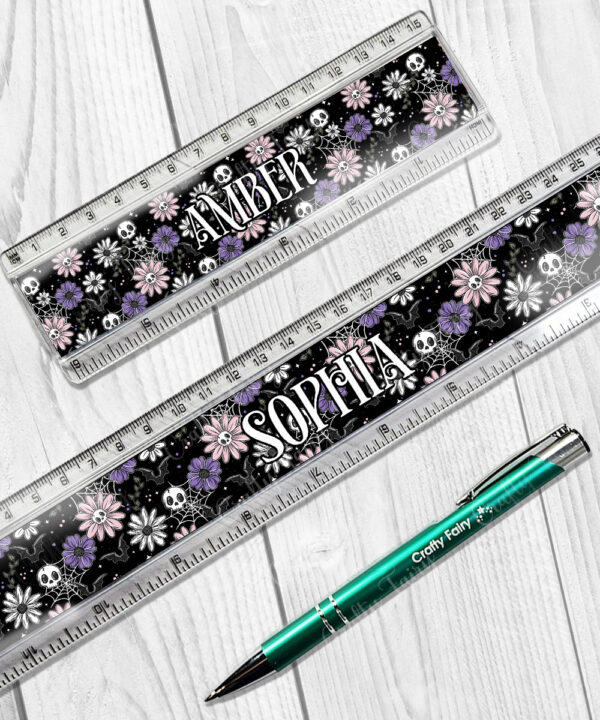 18864 skellie flower personalised gothic ruler 1
