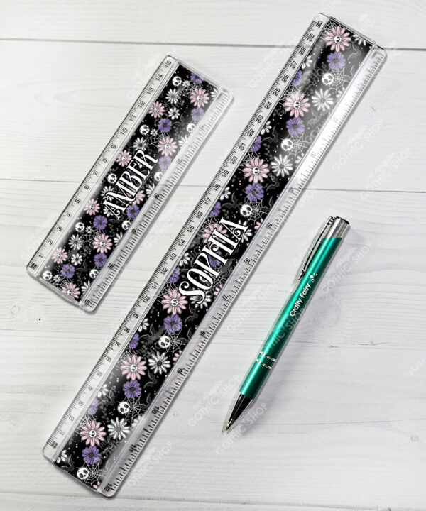 18864 skellie flower personalised gothic ruler 2