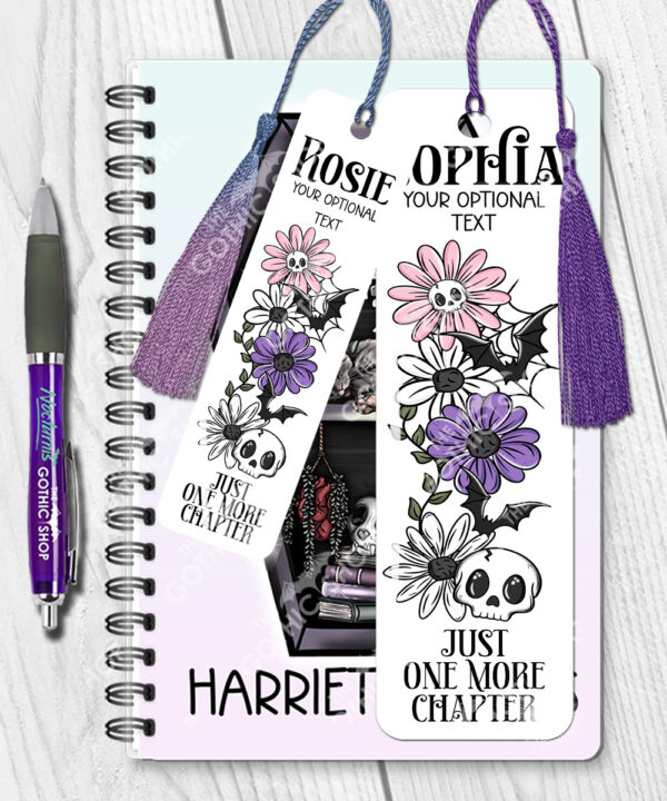 18865 skellie flower personalised gothic bookmark 2