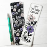 skellie daisy flowers & bats laminated card gothic bookmark