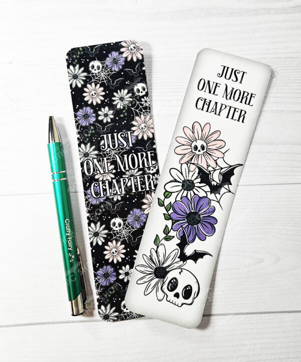 skellie daisy flowers & bats laminated card gothic bookmark