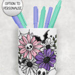 18869 skellie flower personalised gothic pen pot 1