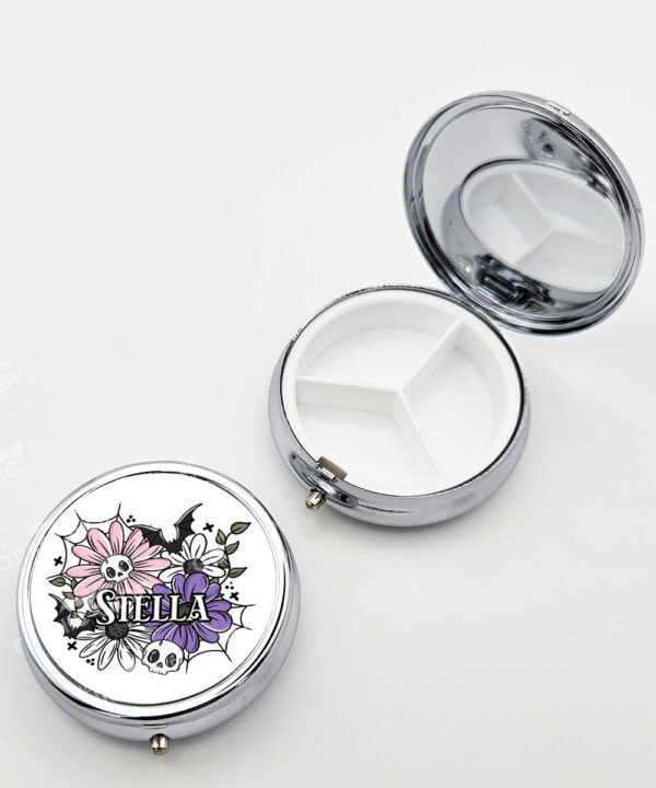 18870 skellie flower personalised gothic pill pot 2