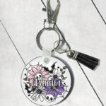 18871 skellie flower personalised gothic keyring 1