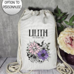 18875 skellie flower personalised gothic drawstring bag 1