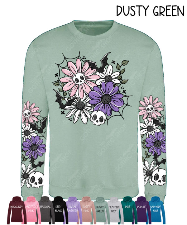 18879 skellie flower personalised gothic sweatshirt 2