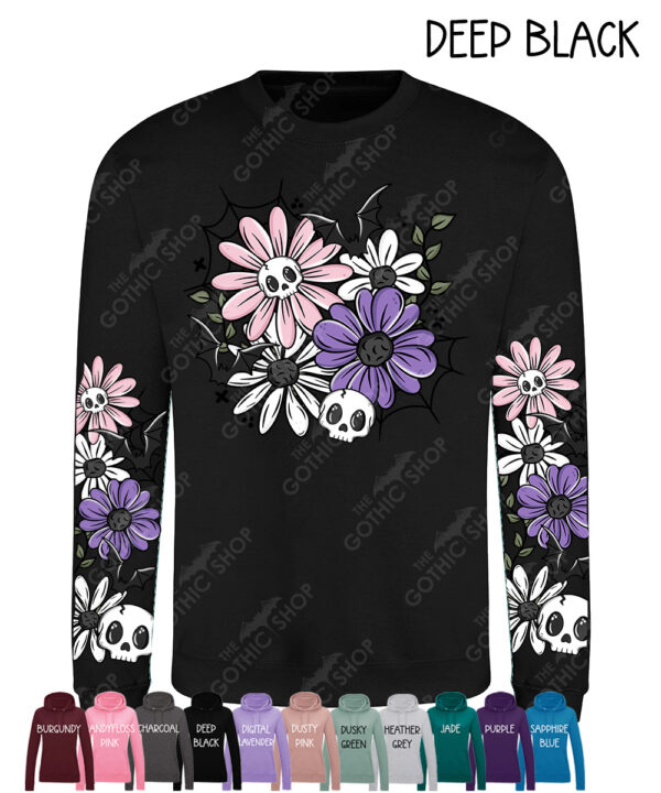 18879 skellie flower personalised gothic sweatshirt 3