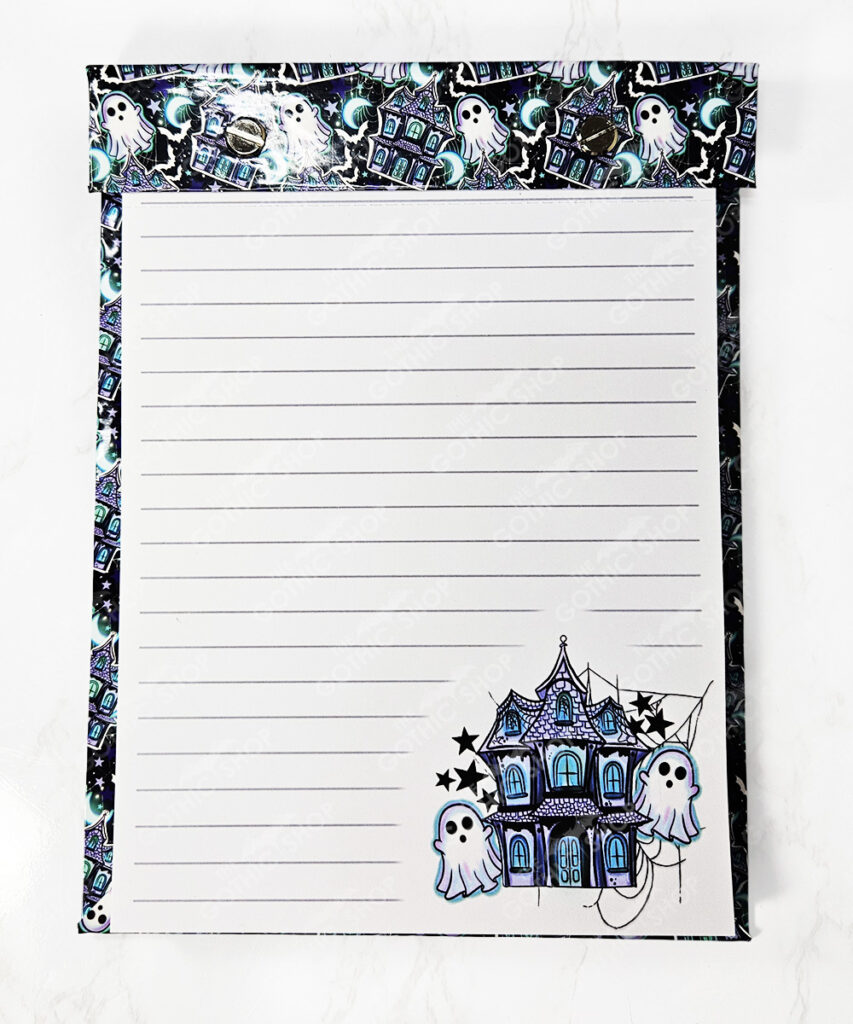 Goth Notepad Ghosts & Purple Haunted Mansion A5 Refillable Notepad Gothic Stationery ...