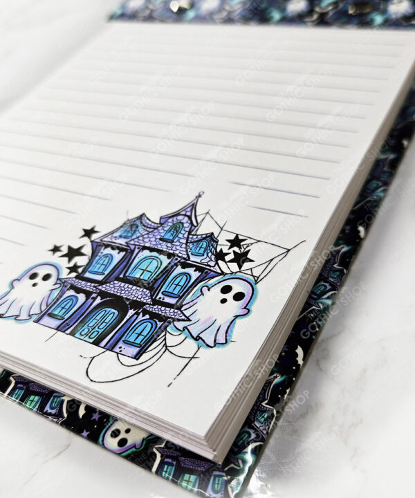 ghosts & purple haunted mansion a5 refillable notepad gothic stationery