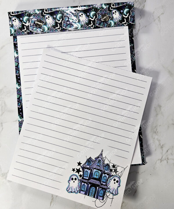ghosts & purple haunted mansion a5 refillable notepad gothic stationery