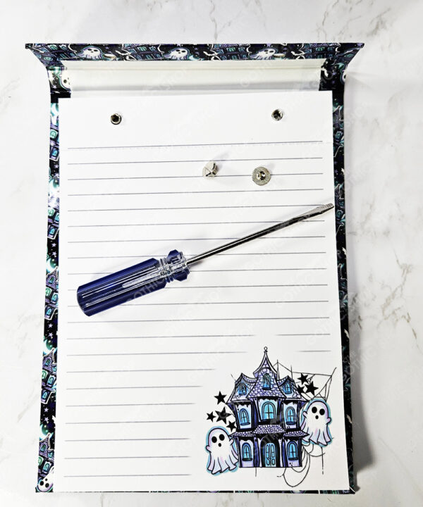 ghosts & purple haunted mansion a5 refillable notepad gothic stationery