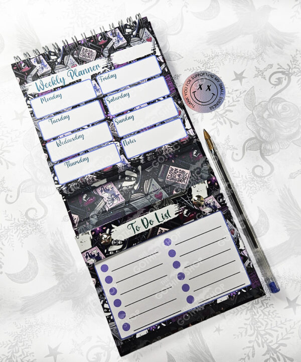 purple gothic romance weekly planner notepad stationery for book lover