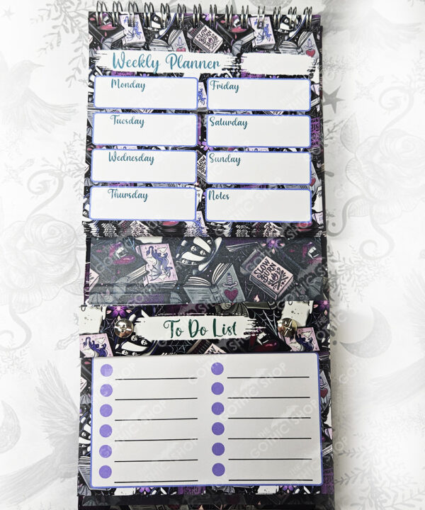 purple gothic romance weekly planner notepad stationery for book lover