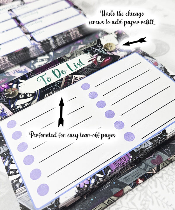 purple gothic romance weekly planner notepad stationery for book lover