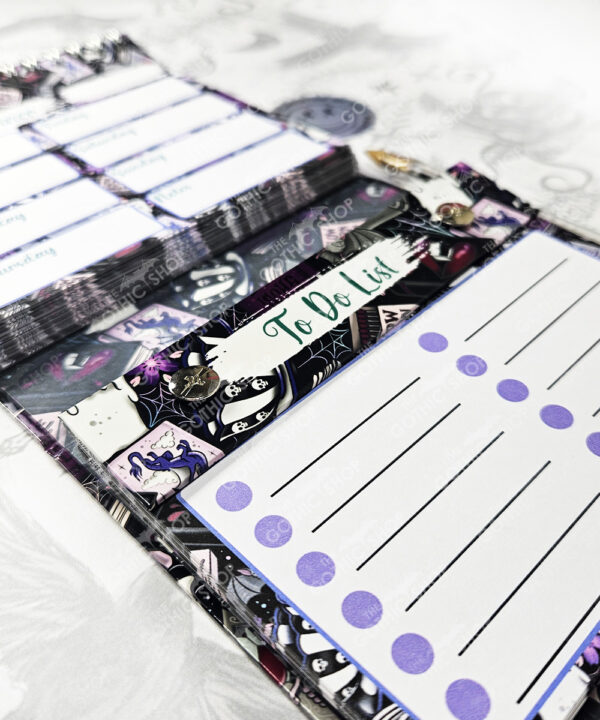 purple gothic romance weekly planner notepad stationery for book lover