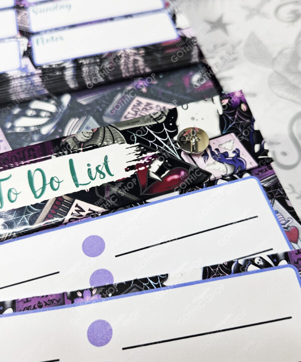 purple gothic romance weekly planner notepad stationery for book lover