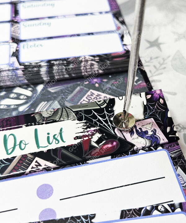 purple gothic romance weekly planner notepad stationery for book lover