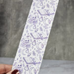 spell books purple doodle sketches white gothic bookmark for book lover