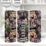 cottagecore bookshelves mushrooms and sleepy cat 20oz straight tumbler with option to personalise