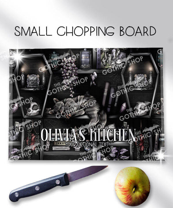 18962 personalised witchy curios cat chopping board 2