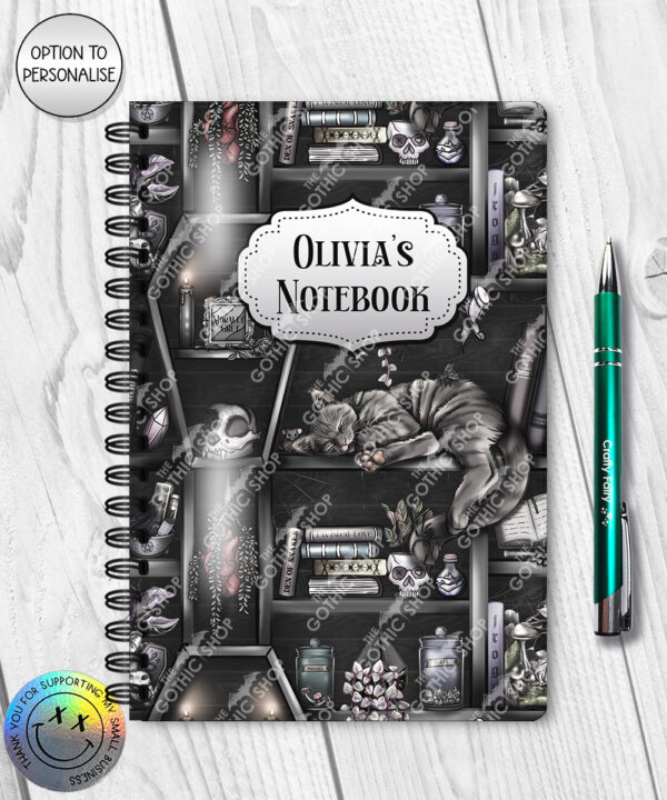 18965 personalised witchy curios cat notebook 1