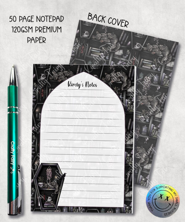 18966 personalised witchy curios cat notepad 1