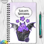 18977 personalised berry bat cupcake gothic notebook 1