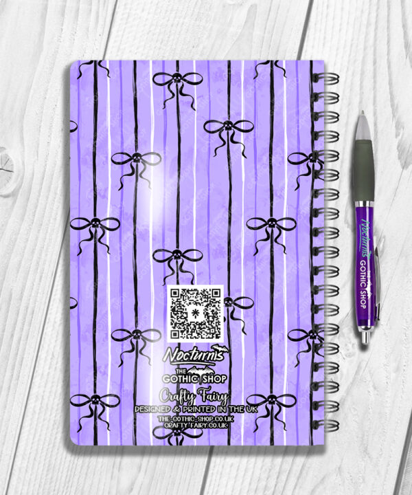 18987 personalised purple bow skull notebook 3