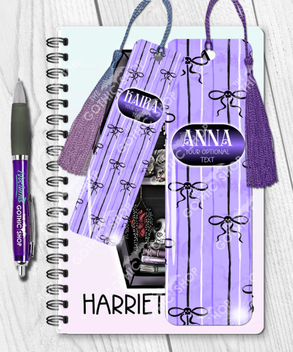 18988 personalised purple bow skull bookmark 2