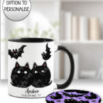 19012 fluffy cats bats gothic mug coaster 1