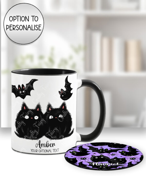 19012 fluffy cats bats gothic mug coaster 1